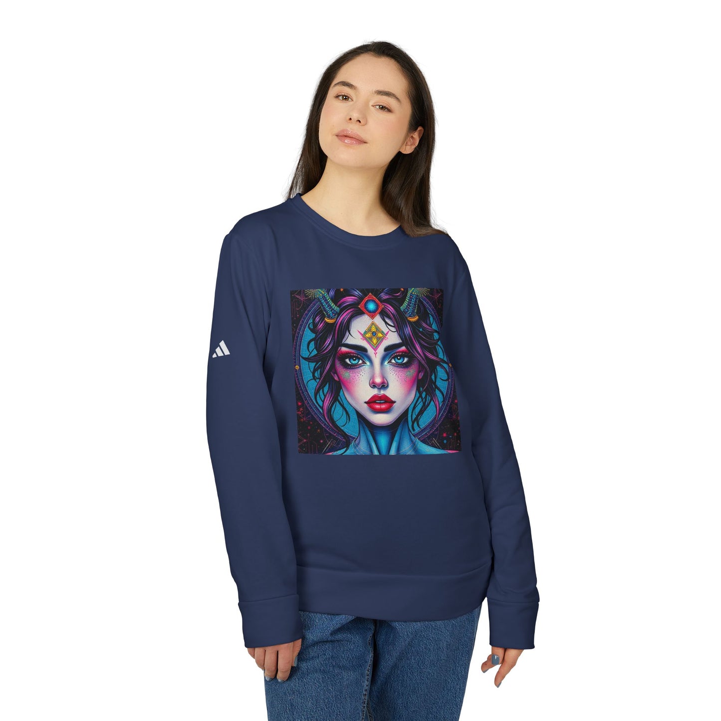 Adidas, Unisex Fleece Crewneck Sweatshirt, Aquarius, Pop Art, Zodiac