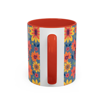 Accent Coffee Mug, Cancer, Zodiac v1, Flower Pattern, (11, 15oz)