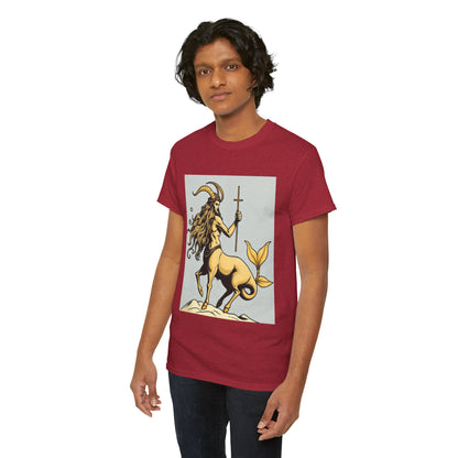 Unisex Heavy Cotton T-Shirt, Capricorn God v3, Zodiac Design
