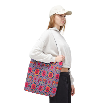 Tote Bag (AOP), Pisces, Zodiac v2, Flower Pattern