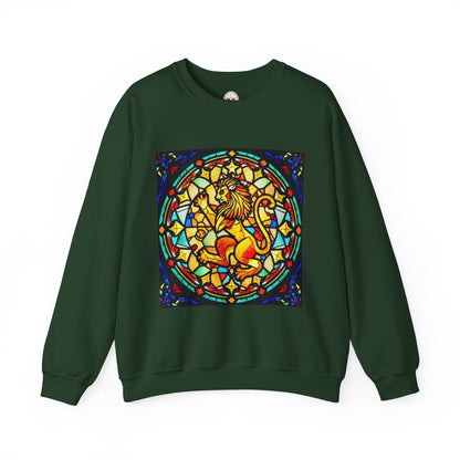 Unisex Heavy Blend™ Crewneck Sweatshirt, Glass 1, Leo Zodiac Design