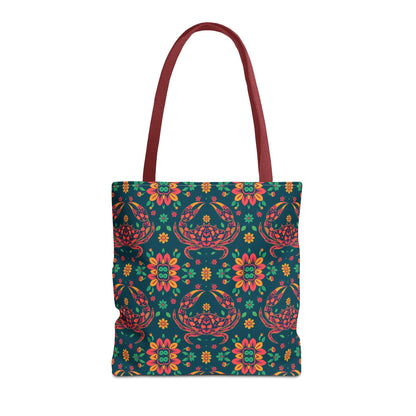 Tote Bag, (AOP), Cancer, Zodiac v1, Flower Pattern