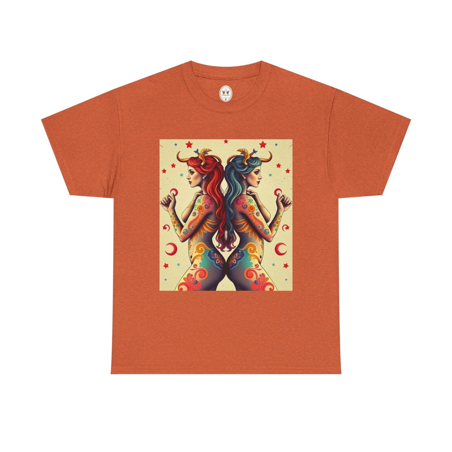 Unisex Heavy Cotton T-Shirt, Gemini, Zodiac v4, Sexy Art