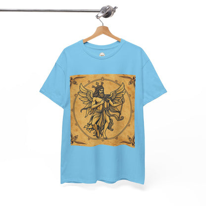Unisex Heavy Cotton T-Shirt, Pencil Art v1, Gemini Zodiac Design