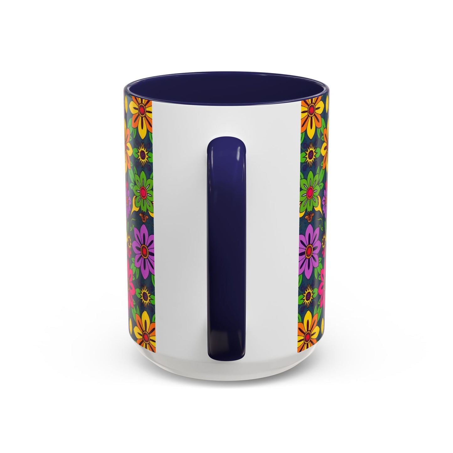 Accent Coffee Mug, Gemini, Zodiac v3, Flower Pattern, (11, 15oz)