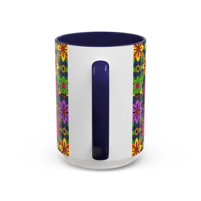 Accent Coffee Mug, Gemini, Zodiac v3, Flower Pattern, (11, 15oz)