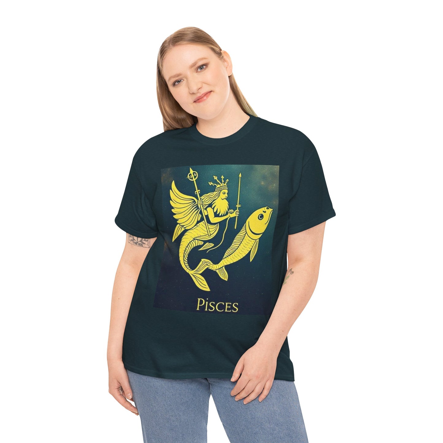 Unisex Heavy Cotton T-Shirt, Pisces Queen, Zodiac Design