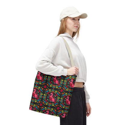 Tote Bag, (AOP), Virgo, Zodiac v6, Flower Pattern
