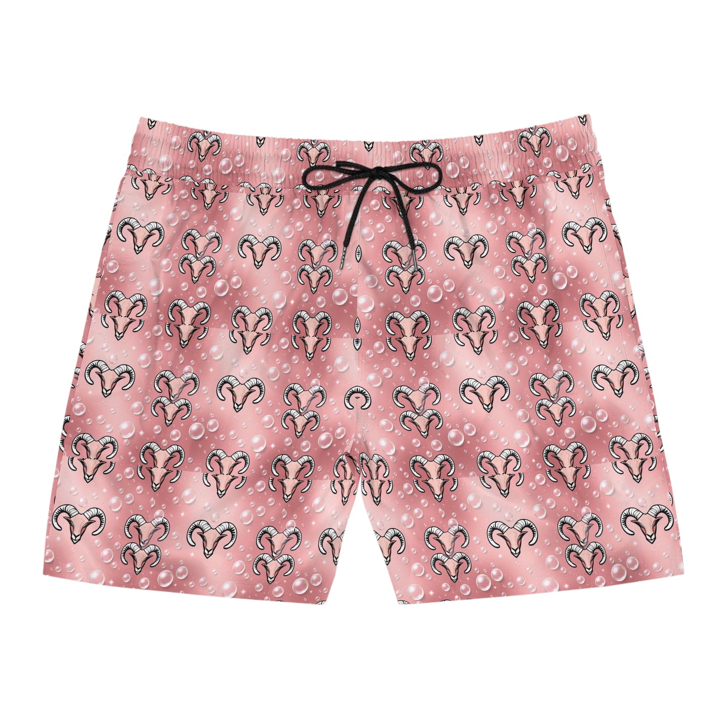 Men's Mid-Length Swim Shorts, (AOP), Aries, Zodiac v4, Bubble Pattern