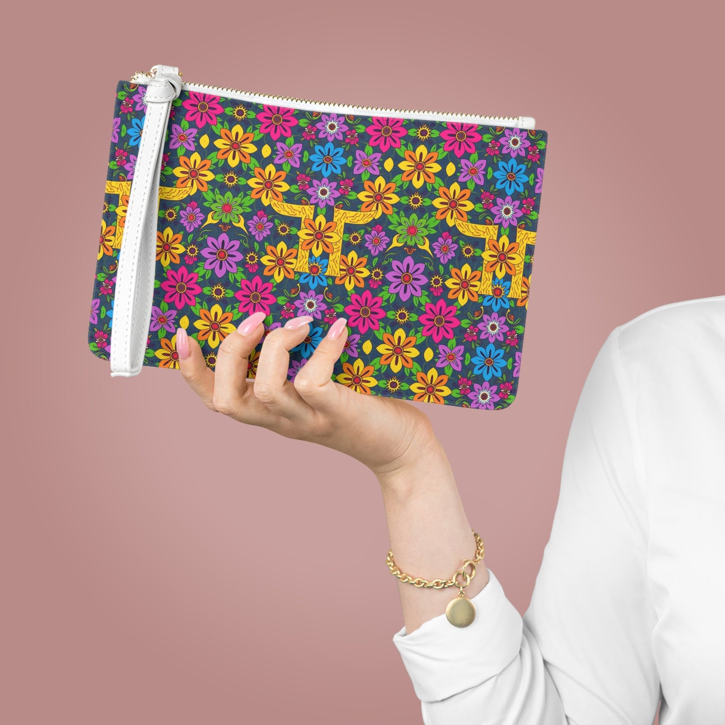 Clutch Bag, Gemini, Zodiac v1, Flower Pattern