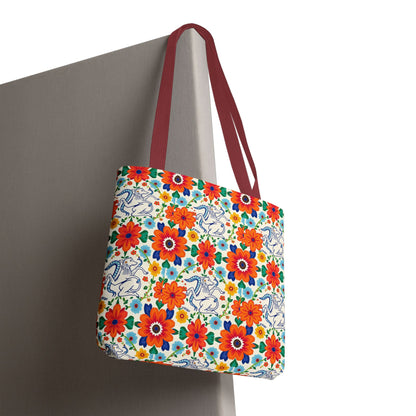 Tote Bag, (AOP), Virgo, Zodiac v1, Flower Pattern