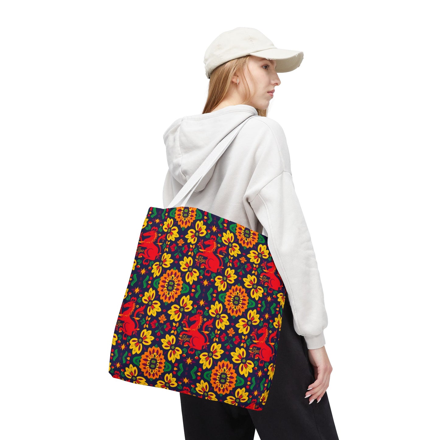 Tote Bag, (AOP), Virgo, Zodiac v4, Flower Pattern