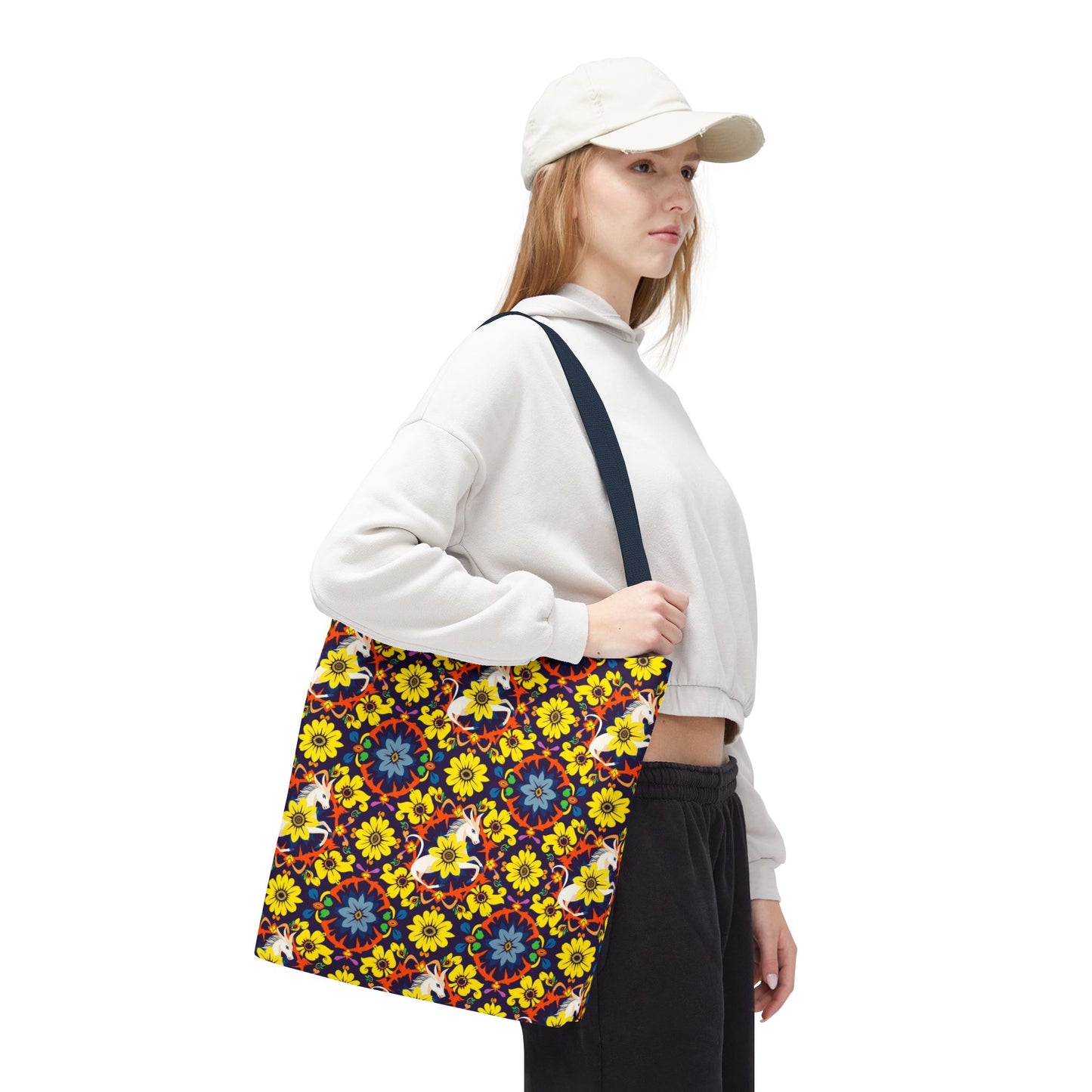 Tote Bag (AOP), Aquarius, Zodiac v1, Flower Pattern