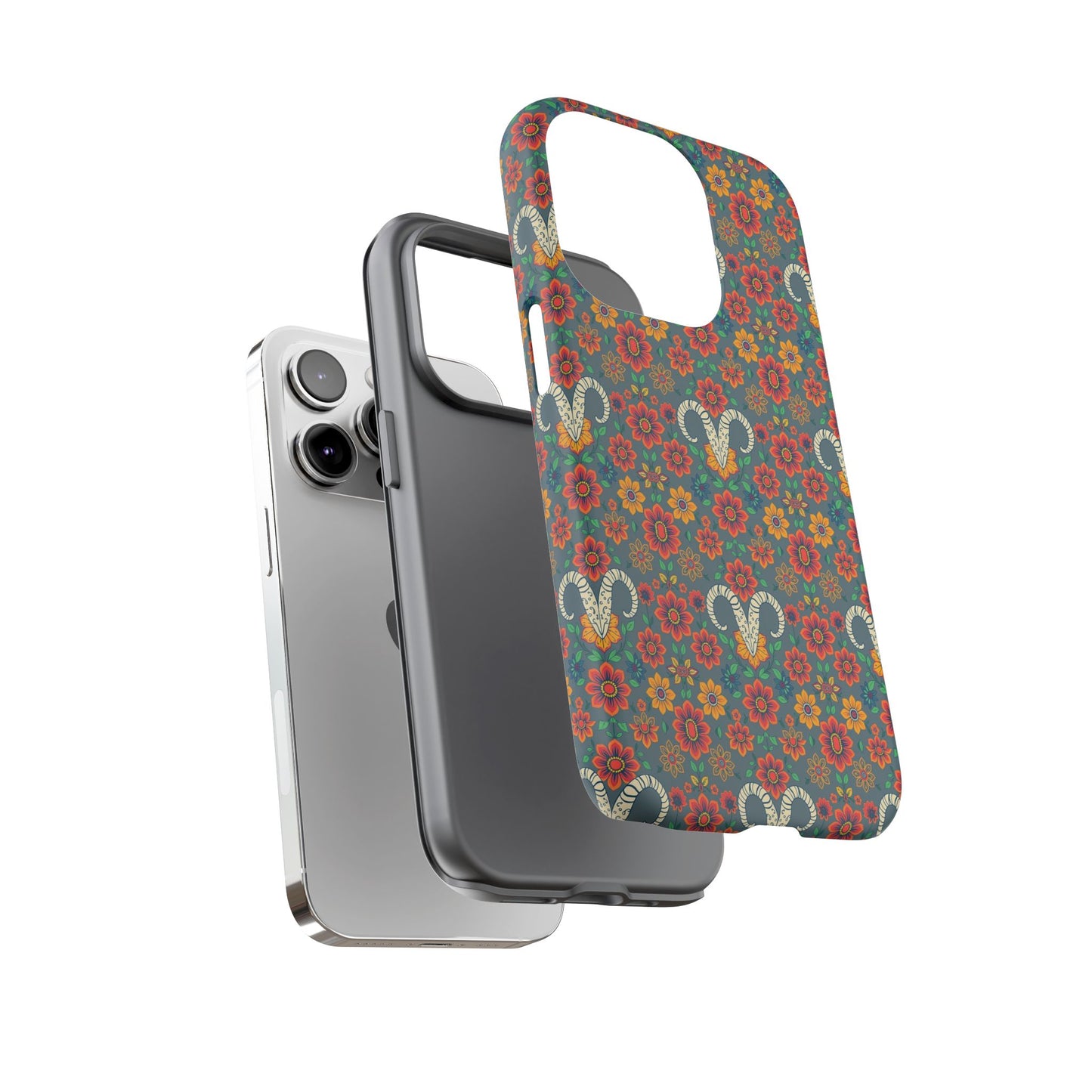 Tough Cases, Aries, Zodiac v3, Flower Pattern