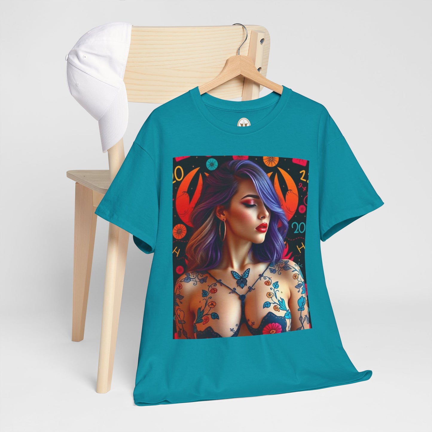 Unisex Heavy Cotton T-Shirt, Cancer, Zodiac, Sexy Art