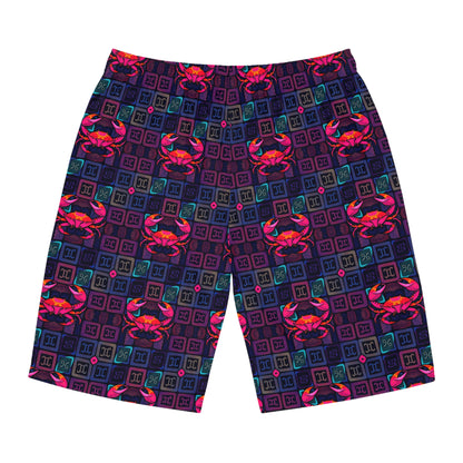 Men's Board Shorts, (AOP), Cancer, Zodiac v2, Shape Pattern