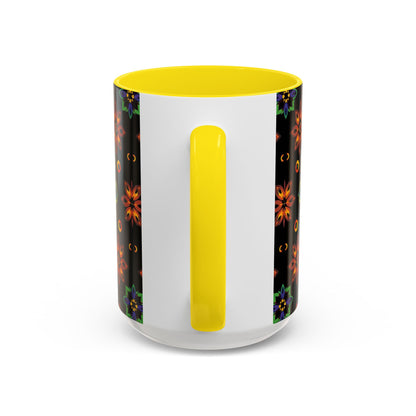 Accent Coffee Mug, Libra, Zodiac v4, Flower Pattern, (11, 15oz)