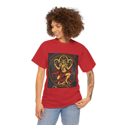 Unisex Heavy Cotton T-Shirt, Aries God 3v, Zodiac Design