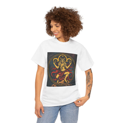 Unisex Heavy Cotton T-Shirt, Aries God 3v, Zodiac Design