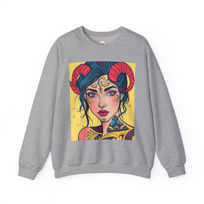 Unisex Heavy Blend™ Crewneck Sweatshirt, Aries, Zodiac v2, Sexy Pattern