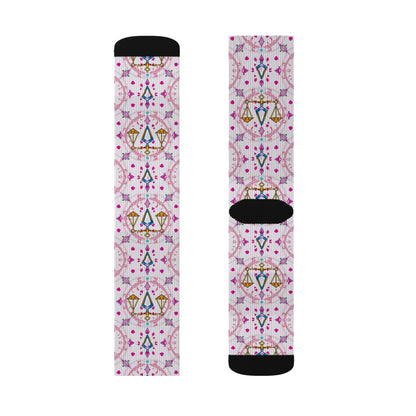 Sublimation Socks, Libra, Zodiac, Jewel Pattern