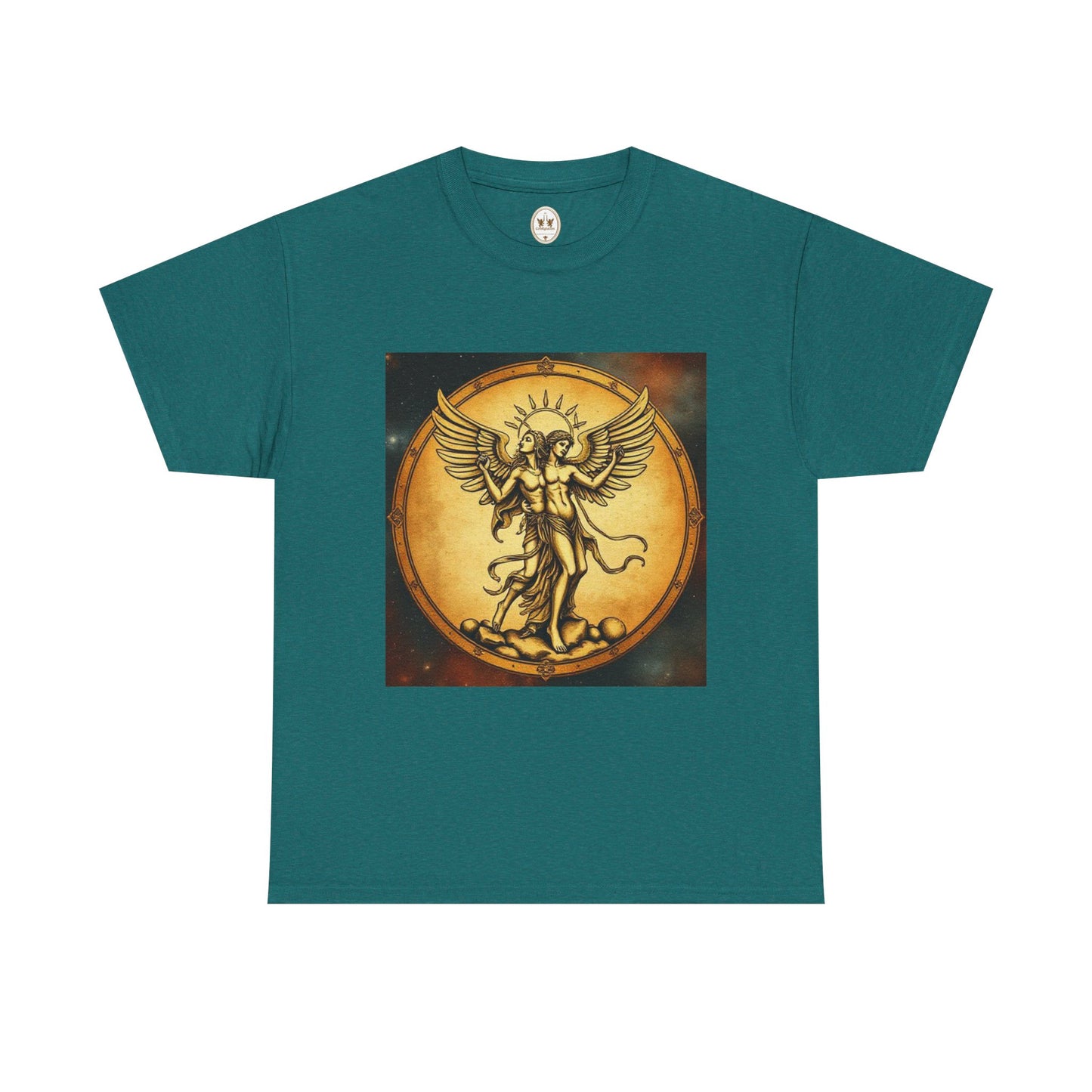 Unisex Heavy Cotton T-Shirt, Angel Twin, Gemini Zodiac Design
