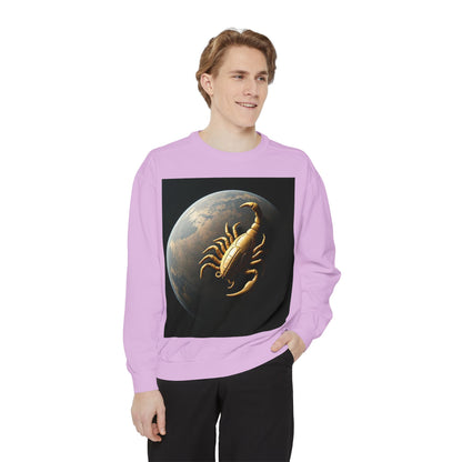 Garment-Dyed Sweatshirt, Unisex, Space Animal Design v1, Scorpio
