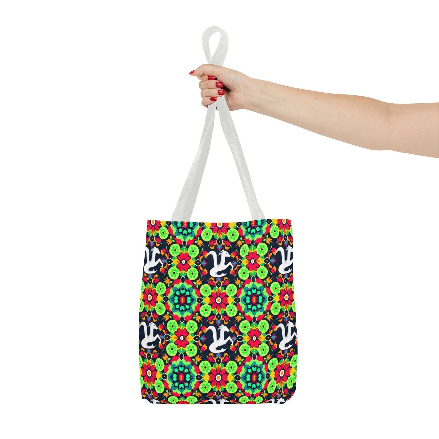 Tote Bag, (AOP), Aquarius, Zodiac v4, Flower Pattern