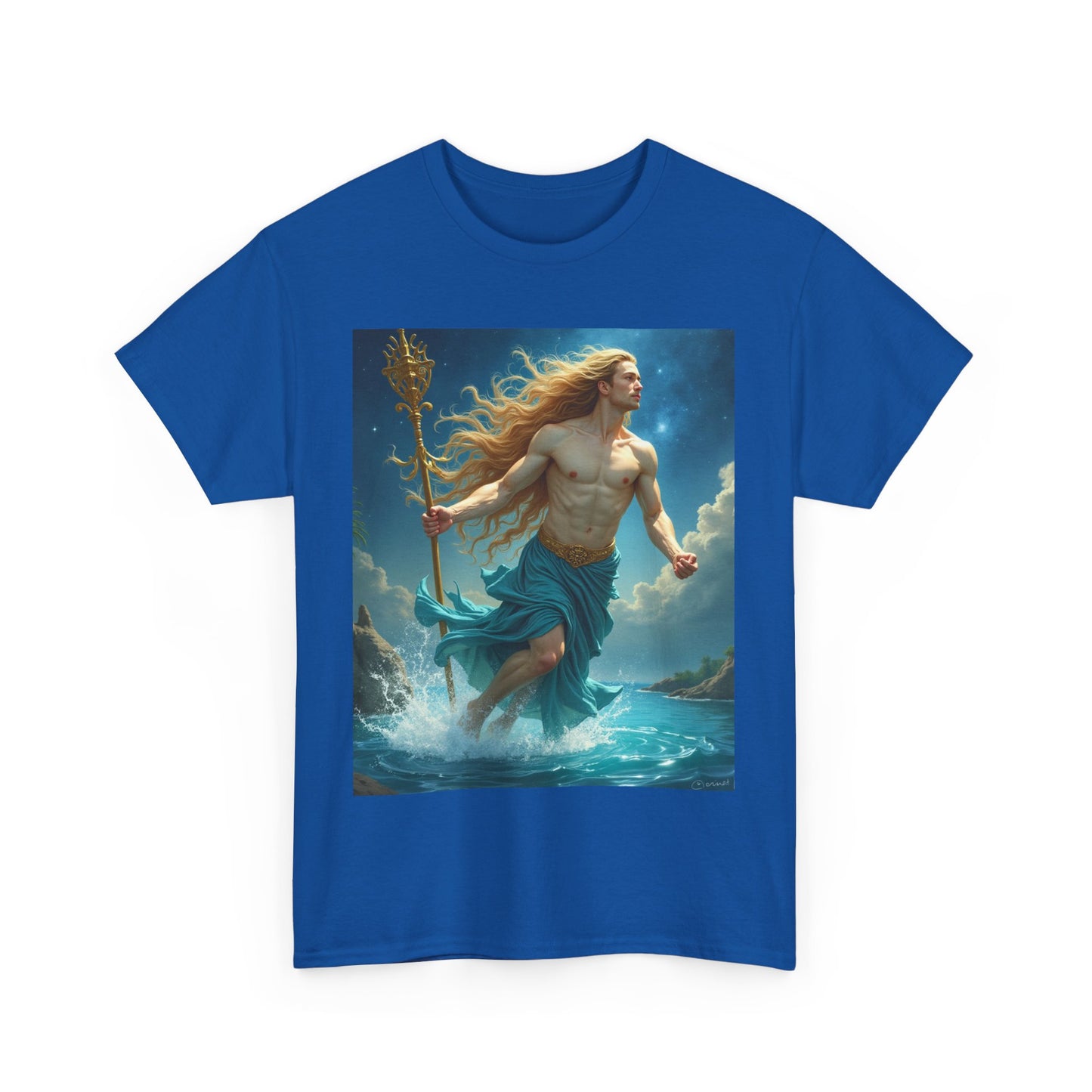 Unisex Heavy Cotton T-Shirt, Realistic, Aquarius Zodiac Design