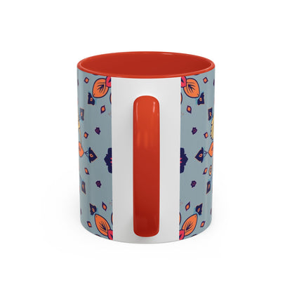 Accent Coffee Mug, Sagittarius, Zodiac v3. Flower Pattern, (11, 15oz)