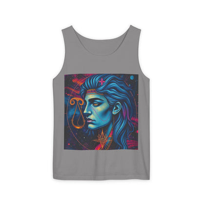 Unisex Garment-Dyed, Tank Top, Libra Design, Pop Art v1, 100% US cotton