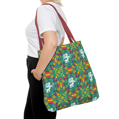 Tote Bag, (AOP), Sagittarius, Zodiac v6, Flower Pattern