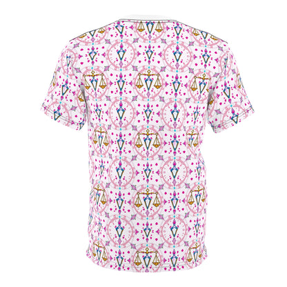 Unisex Cut & Sew T-Shirt, (AOP), Libra, Zodiac v4, Jewels Pattern