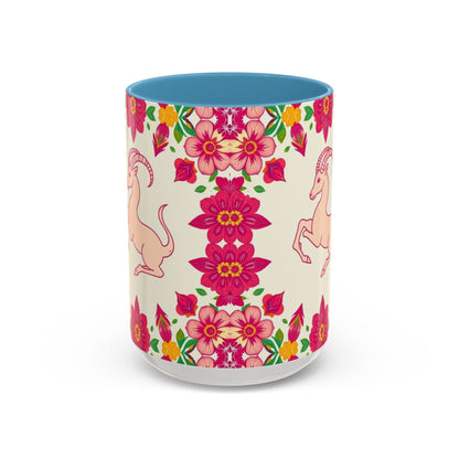 Accent Coffee Mug, Capricorn, Zodiac v2, Flower Pattern, (11, 15oz)