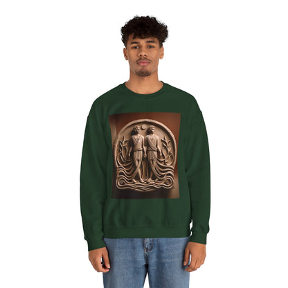Unisex Heavy Blend™ Crewneck Sweatshirt, Stone Twins, Gemini Zodiac Design