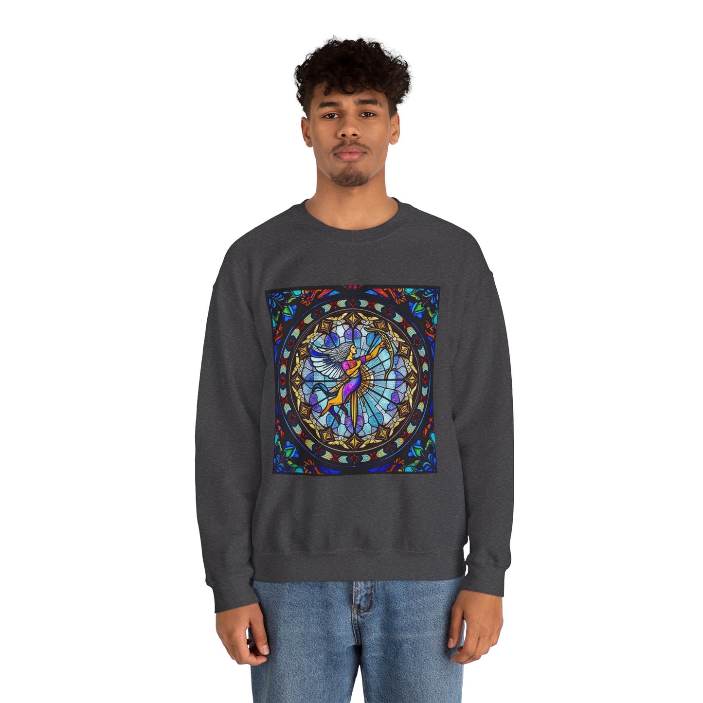 Unisex Heavy Blend™ Crewneck Sweatshirt, Glass, Sagittarius Zodiac Design
