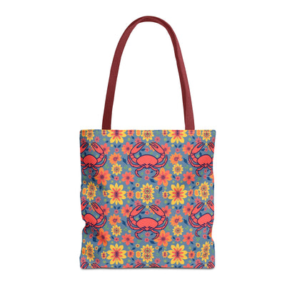 Tote Bag, (AOP), Cancer, Zodiac v3, Flower Pattern