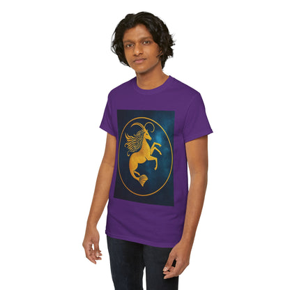 Unisex Heavy Cotton T-Shirt, Capricorn Animal v3, Symbol, Zodiac Design
