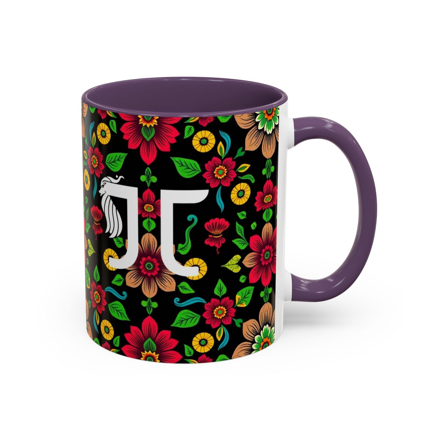 Accent Coffee Mug, Gemini, Zodiac v4, Flower Pattern, (11, 15oz)