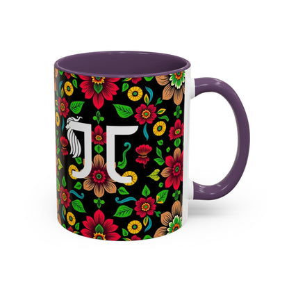Accent Coffee Mug, Gemini, Zodiac v4, Flower Pattern, (11, 15oz)