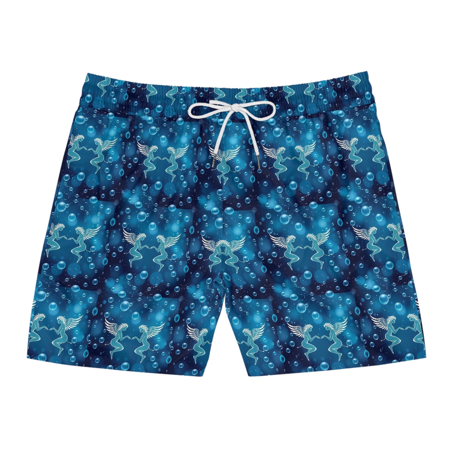 Men's Mid-Length Swim Shorts, (AOP), Gemini, Zodiac v2, Bubble Pattern