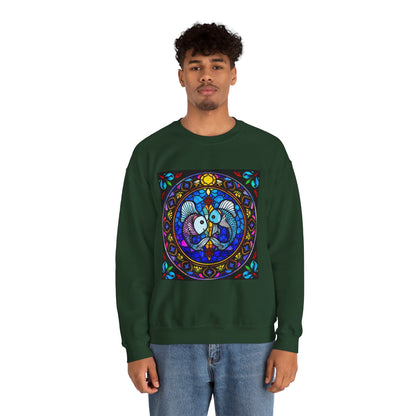 Unisex Heavy Blend™ Crewneck Sweatshirt, Glass, Pisces Zodiac Design