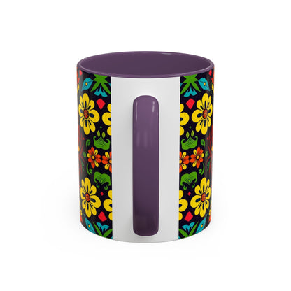 Accent Coffee Mug, Cancer, Zodiac v2, Flower Pattern, (11, 15oz)