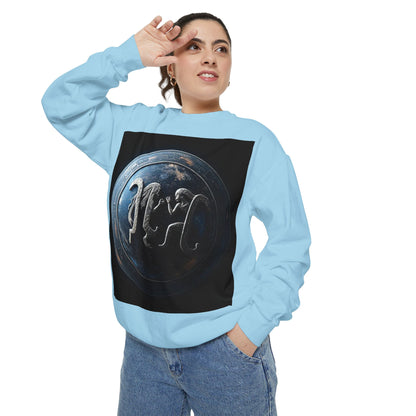 Garment-Dyed Sweatshirt, Unisex, Space Symbol Design, Gemini