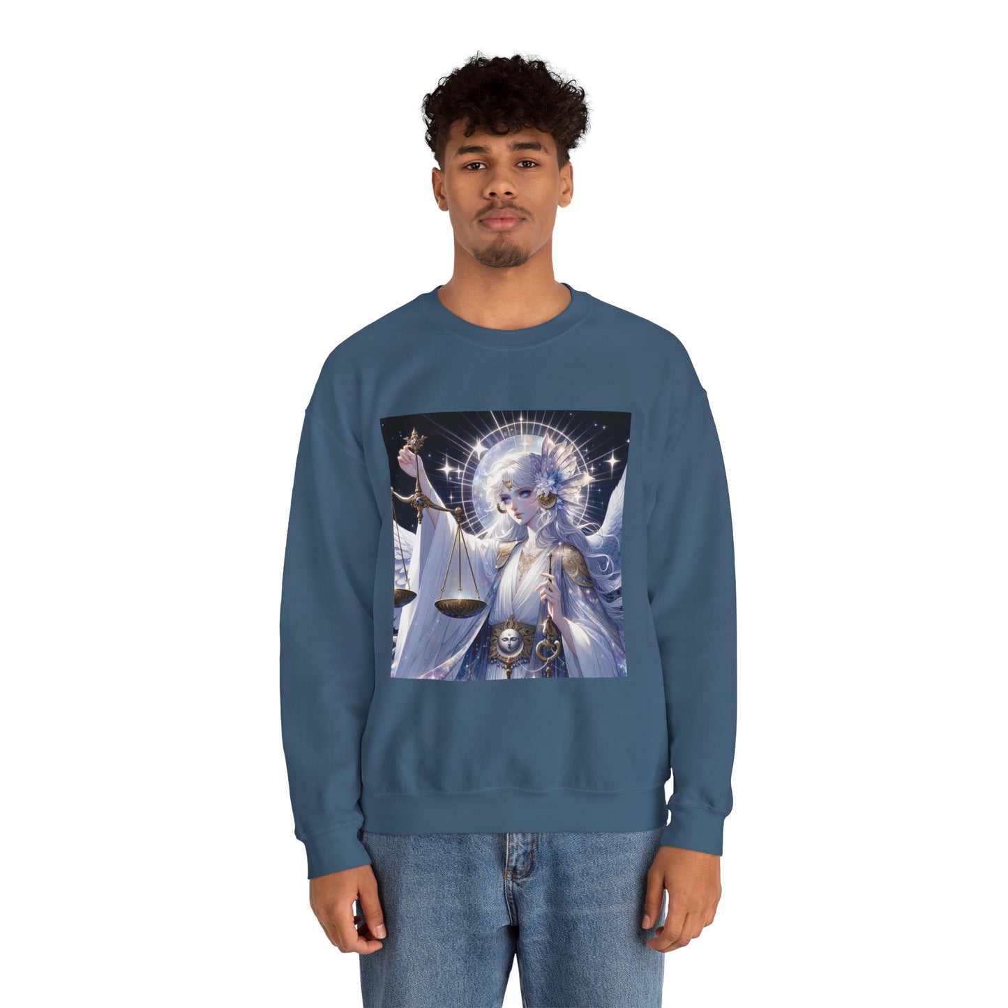 Unisex Heavy Blend™ Crewneck Sweatshirt,anime angel, Libra Zodiac Design
