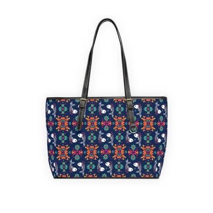 Leather Shoulder Bag, Pisces, Zodiac v2, Flower Pattern