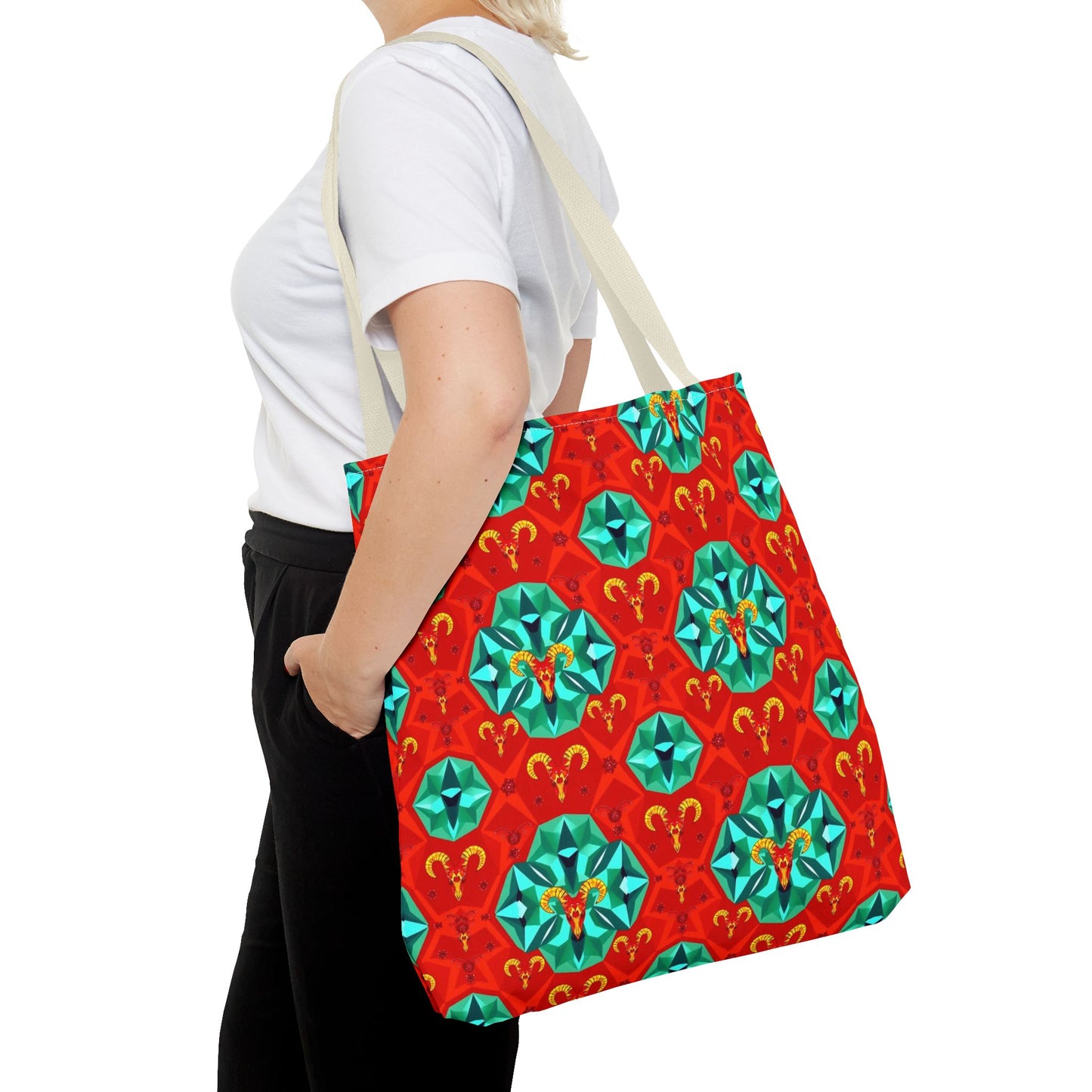 Tote Bag (AOP), Aries, Zodiac v1, Jewel Pattern