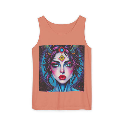 Unisex Garment-Dyed, Tank Top, Aquarius Design, Pop Art, 100% Ringspun US cotton
