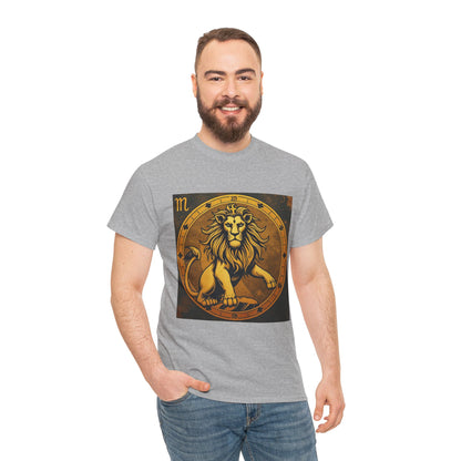 Unisex Heavy Cotton T-Shirt, Gold Lion, Leo Zodiac Design