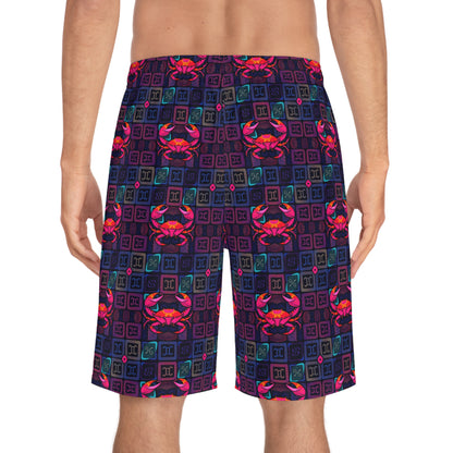Men's Board Shorts, (AOP), Cancer, Zodiac v2, Shape Pattern